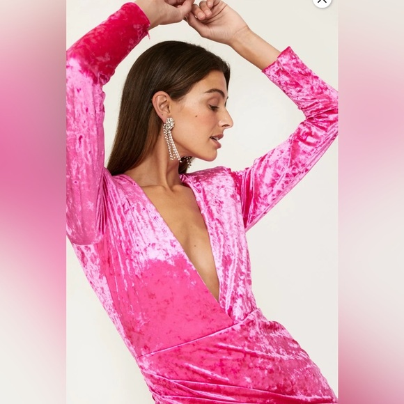 Ronny Kobo Pink Velvet Ryan Mini Party Dress Barbiecore - Picture 3 of 12